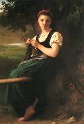 William-Adolphe Bouguereau The Knitting Woman painting